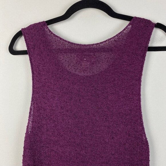 Chicos Design Tank Top Womens Size 2 US L Knit Purple Mesh See Through - Picture 6 of 8
